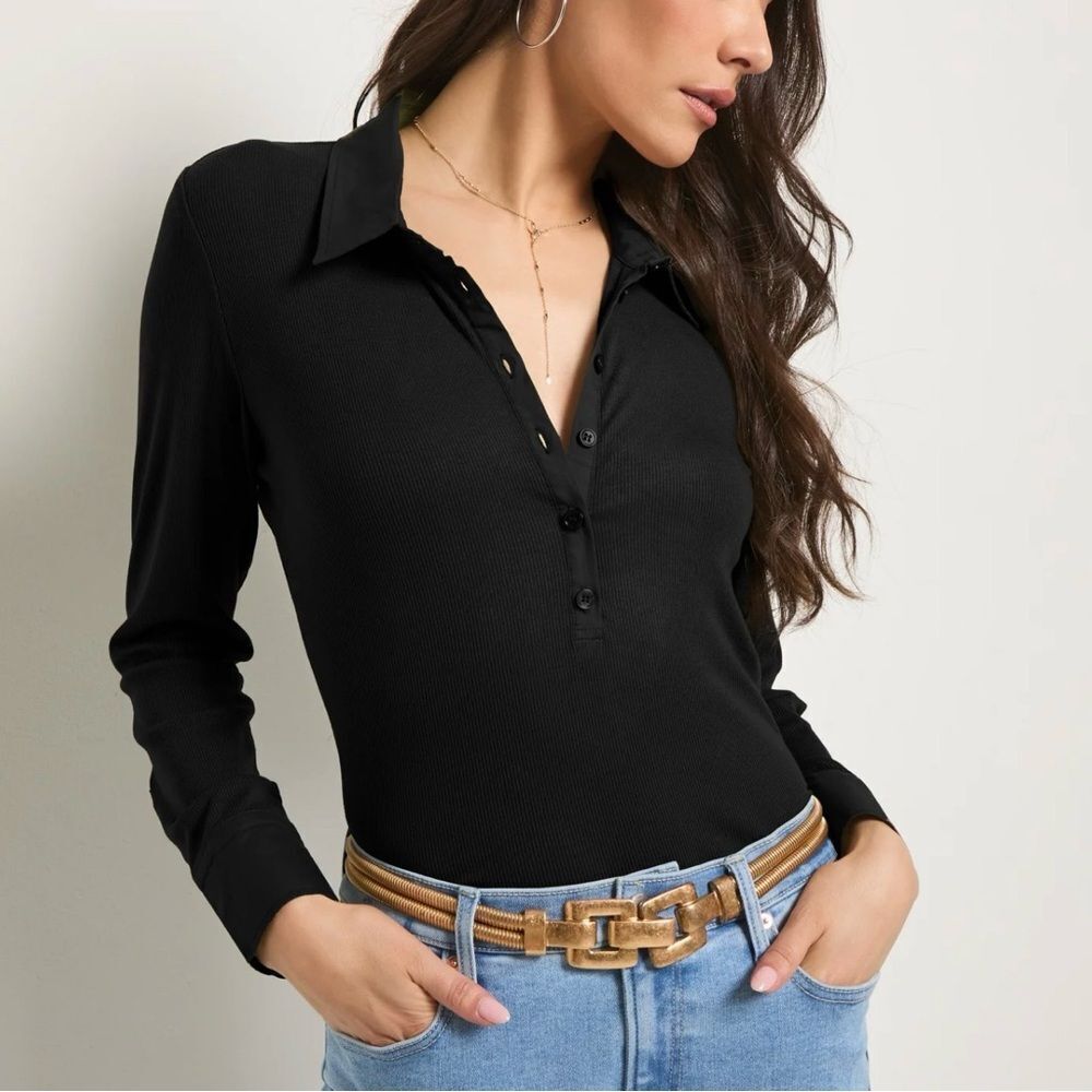 78&Sunny Meadow Mixed Media Top Black Large NWT WANTABLE